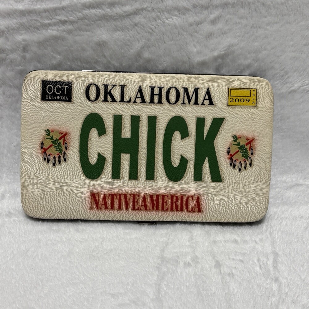 Oklahoma License Plate “CHICK” Wallet Clutch Purse Country Road
